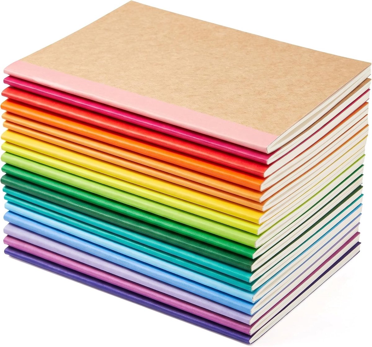 Notitieboeken, klein, gelinieerd, 10 stuks, A5, PU-leer, kleurrijk, voor schrijven, notitieboek, dagboek - ShopVlot