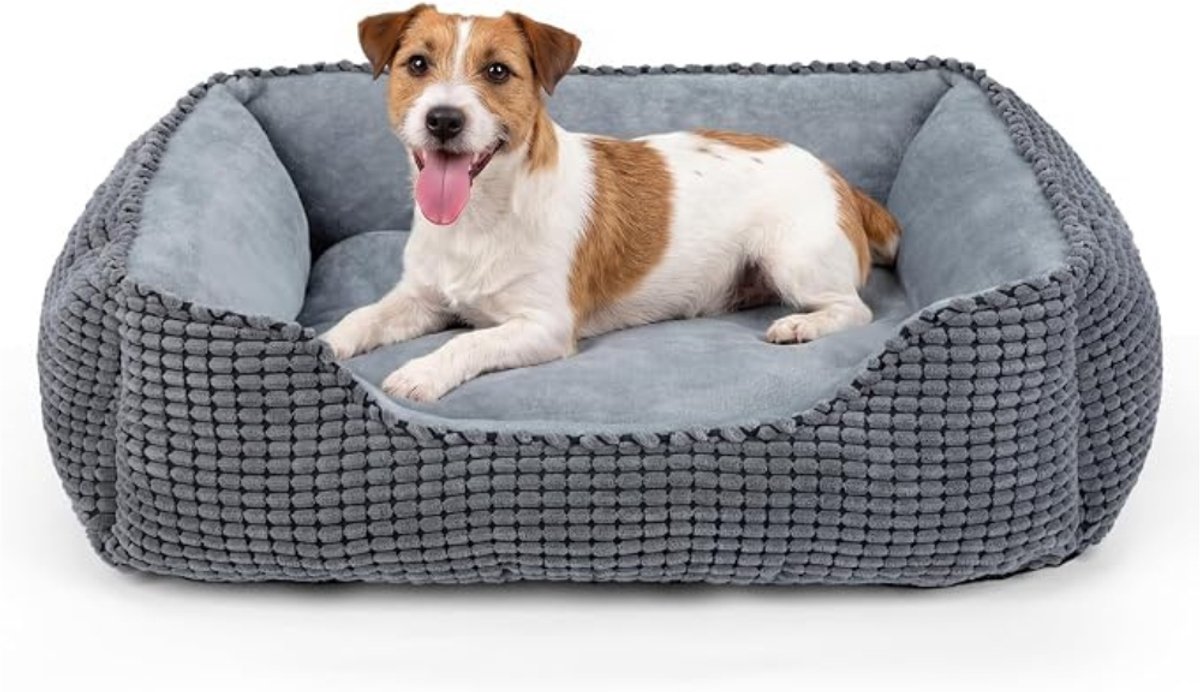 Verte Hondenmand - Hondenmand voor Middelgrote Honden - Wasbaar - Zachte Hondenmand - Zachte en Ademende Pluche Hondenmand - Antislip Hondenmand voor Honden en Katten - 63 x 53 x 20 CM - Grijs