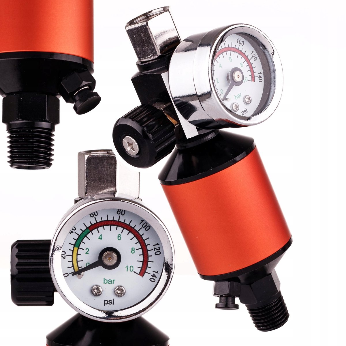 Merkloze drukregelaar met manometer en waterafscheider voor spuitpistool 1/4"