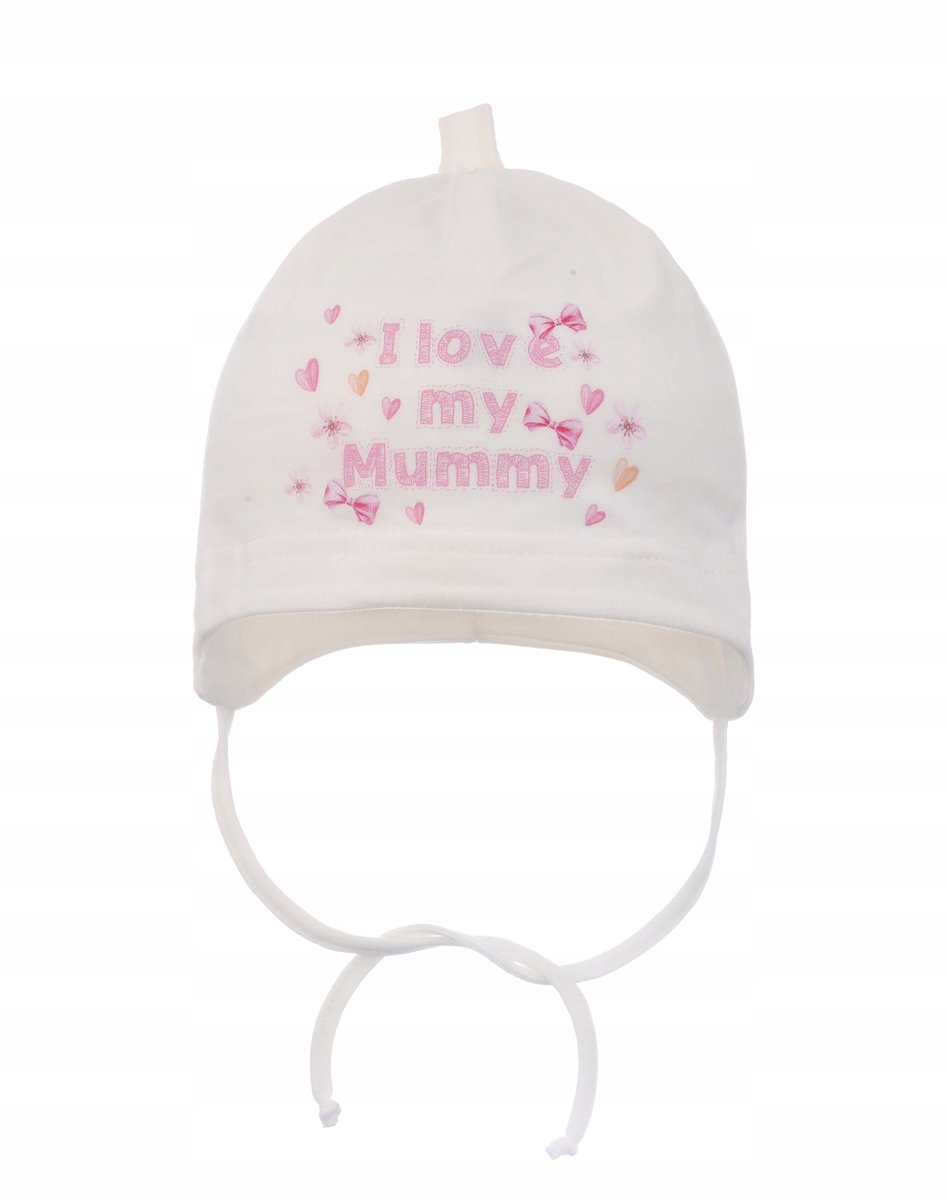 Babymuts 'I love my Mummy' ecru, maat 36/38