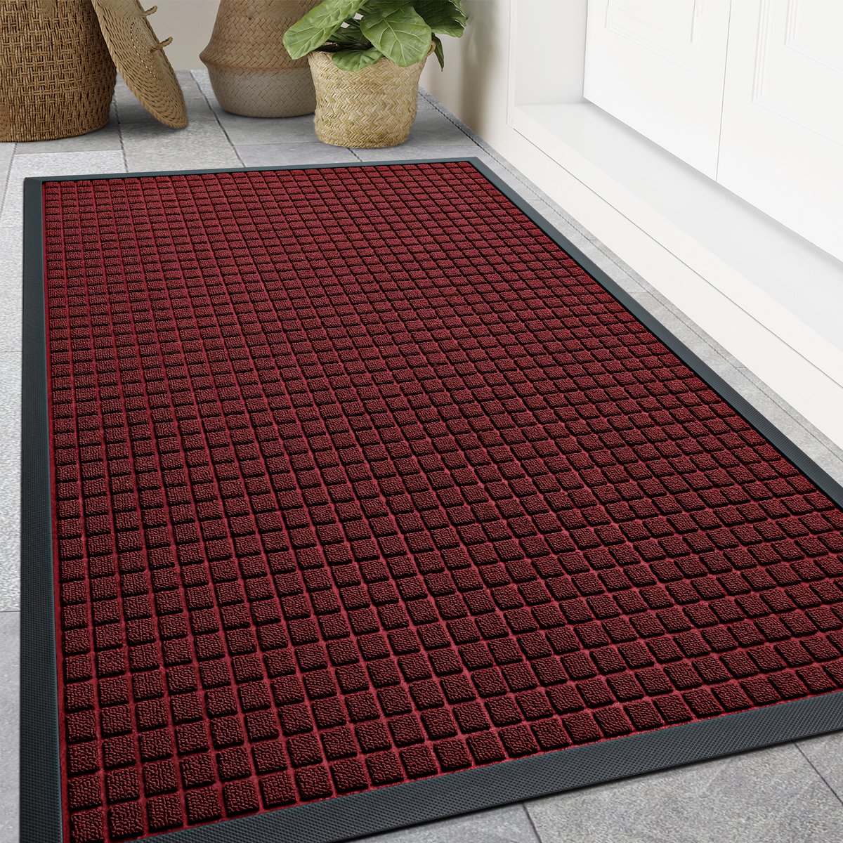 Olanly Deurmat - Buitenmat - Schoonloopmat - Antislip Rubbermat - 120x180cm - Zwartrood