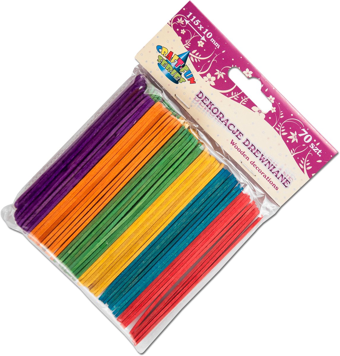 Titanum Houten Stokjes Mix Kleuren 70 stuks 115x10mm