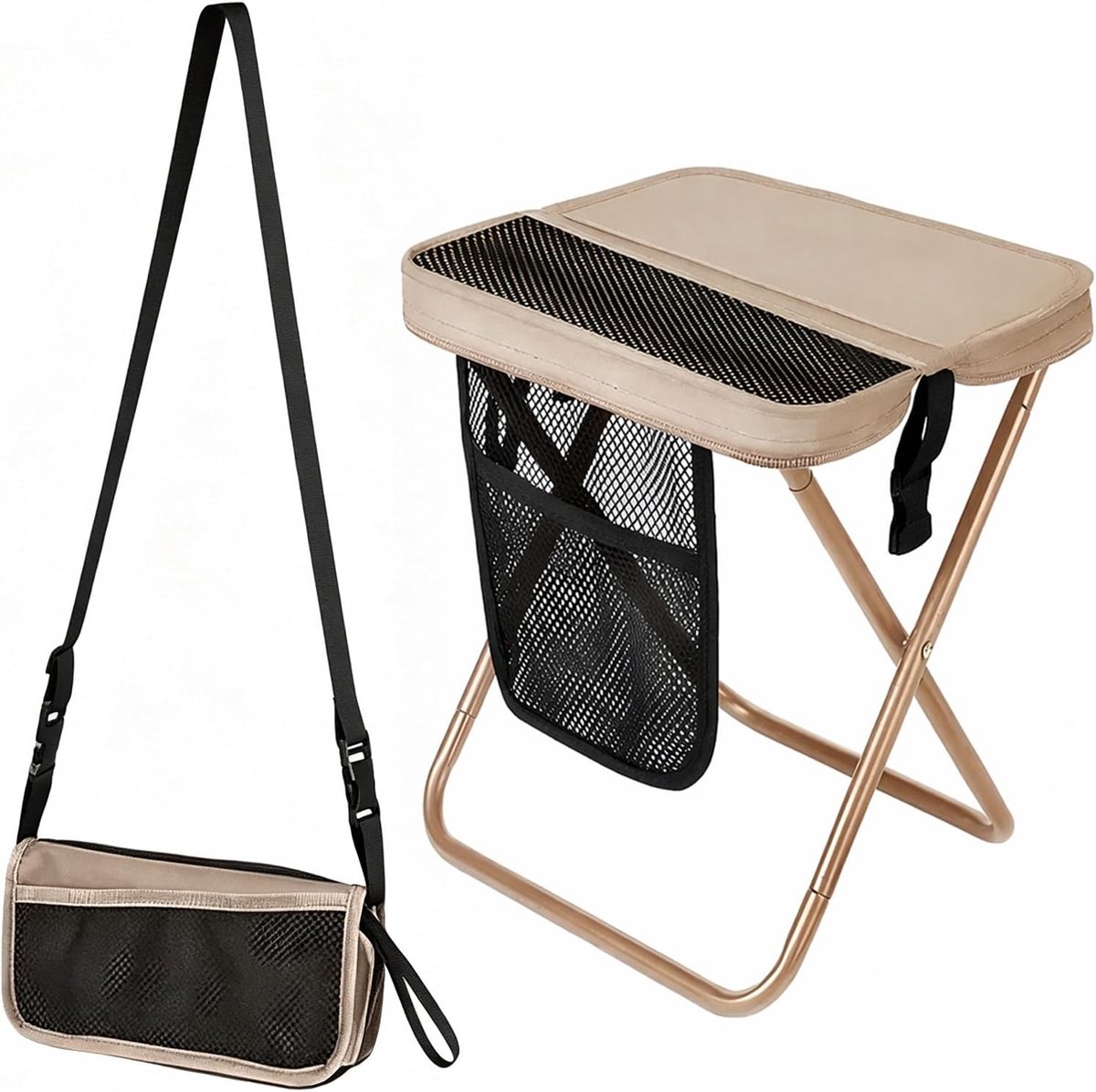 Folding Camping Stool, Mini Folding Chair, Stool with 31 cm Seat Height, Folding Stool up to 120 kg Load Capacity - ShopVlot