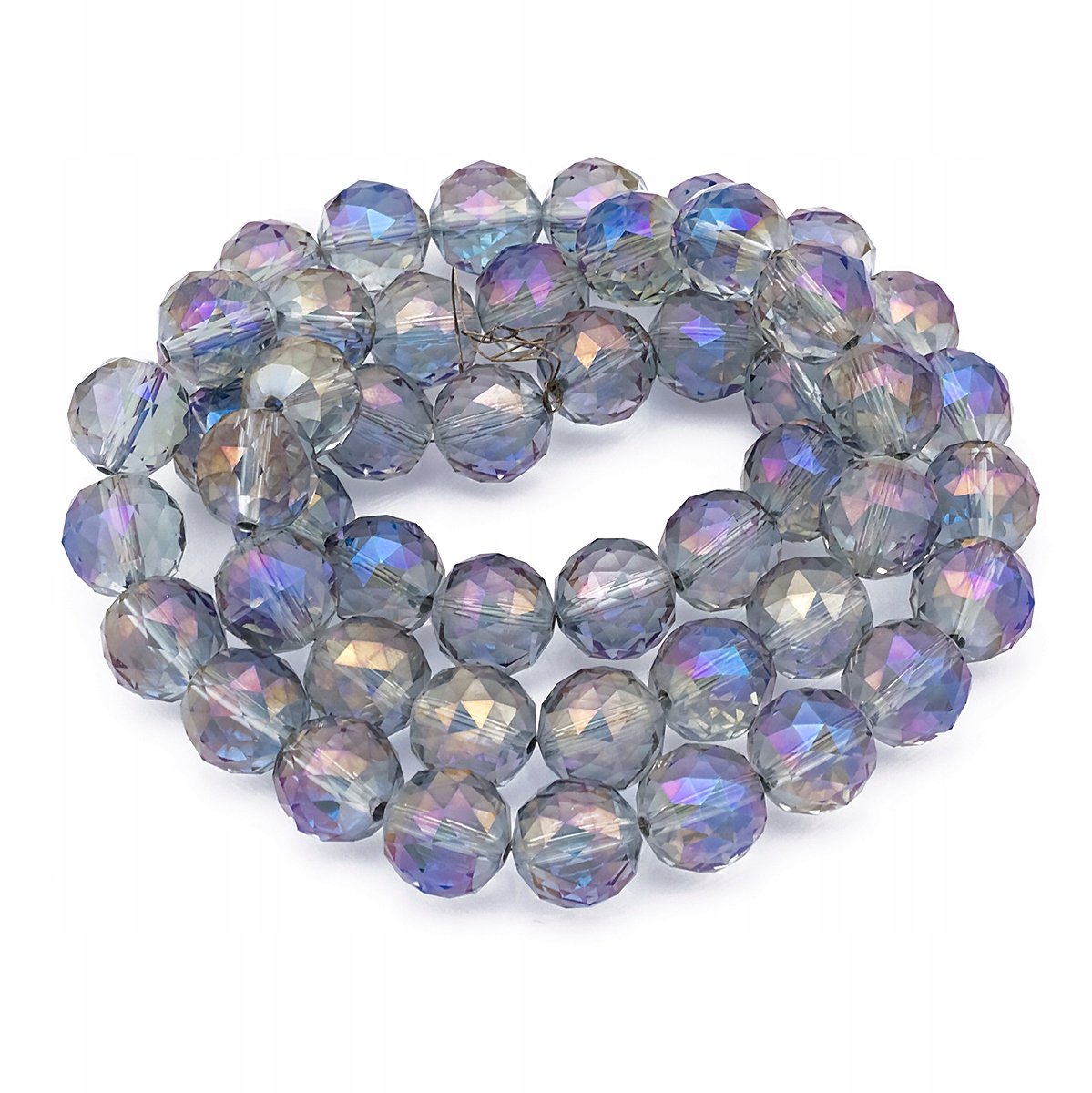 Gefacetteerde Glaskralen, Regenboog Coating, 14mm, 46 stuks