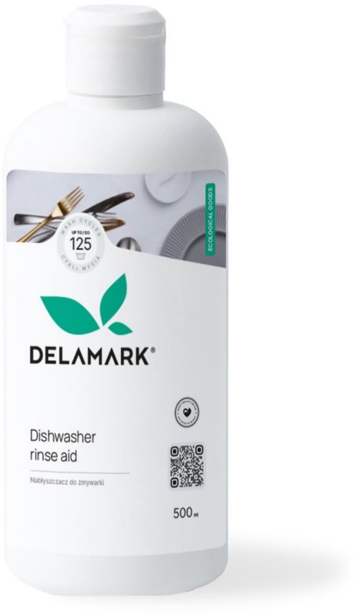 DELAMARK Vloeistof glansspoelmiddel voor vaatwasser, bruisend en sneldrogend, geurloos, biologisch afbreekbaar, 500 ml - ShopVlot
