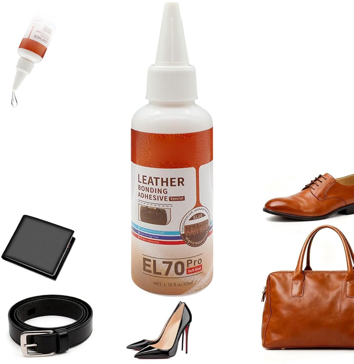 Lijm voor leer, 50 g, extra sterke lijm voor lederreparatie, waterdicht, jas, portemonnee, riem en schoenen - ShopVlot