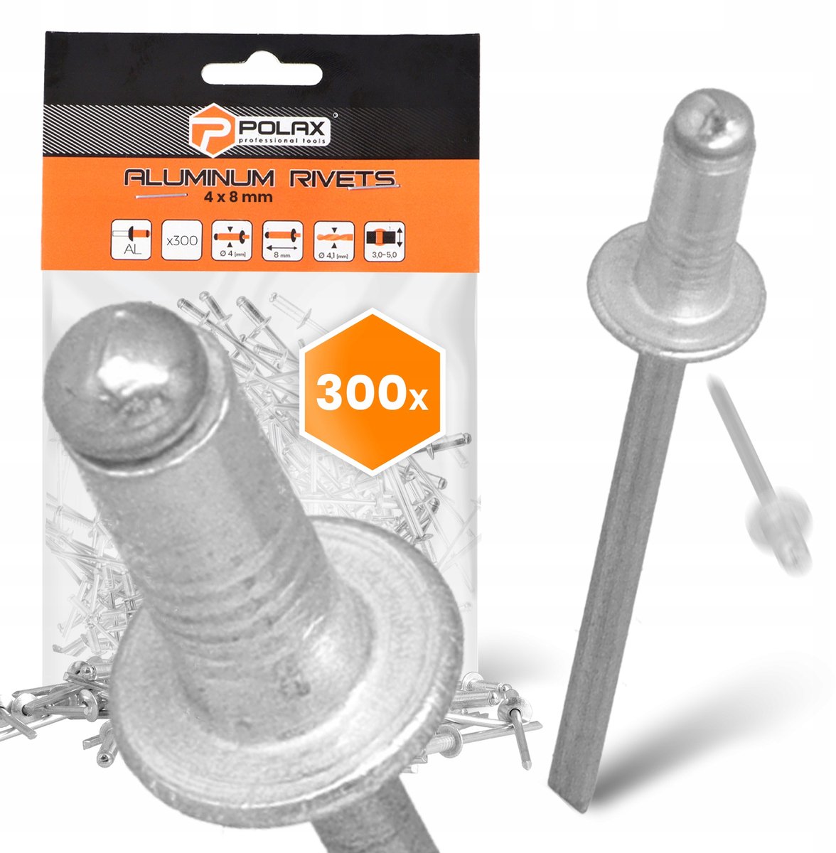 300x Aluminium Blindklinknagels 4x8 mm Verzinkt - Sterk & Roestbestendig