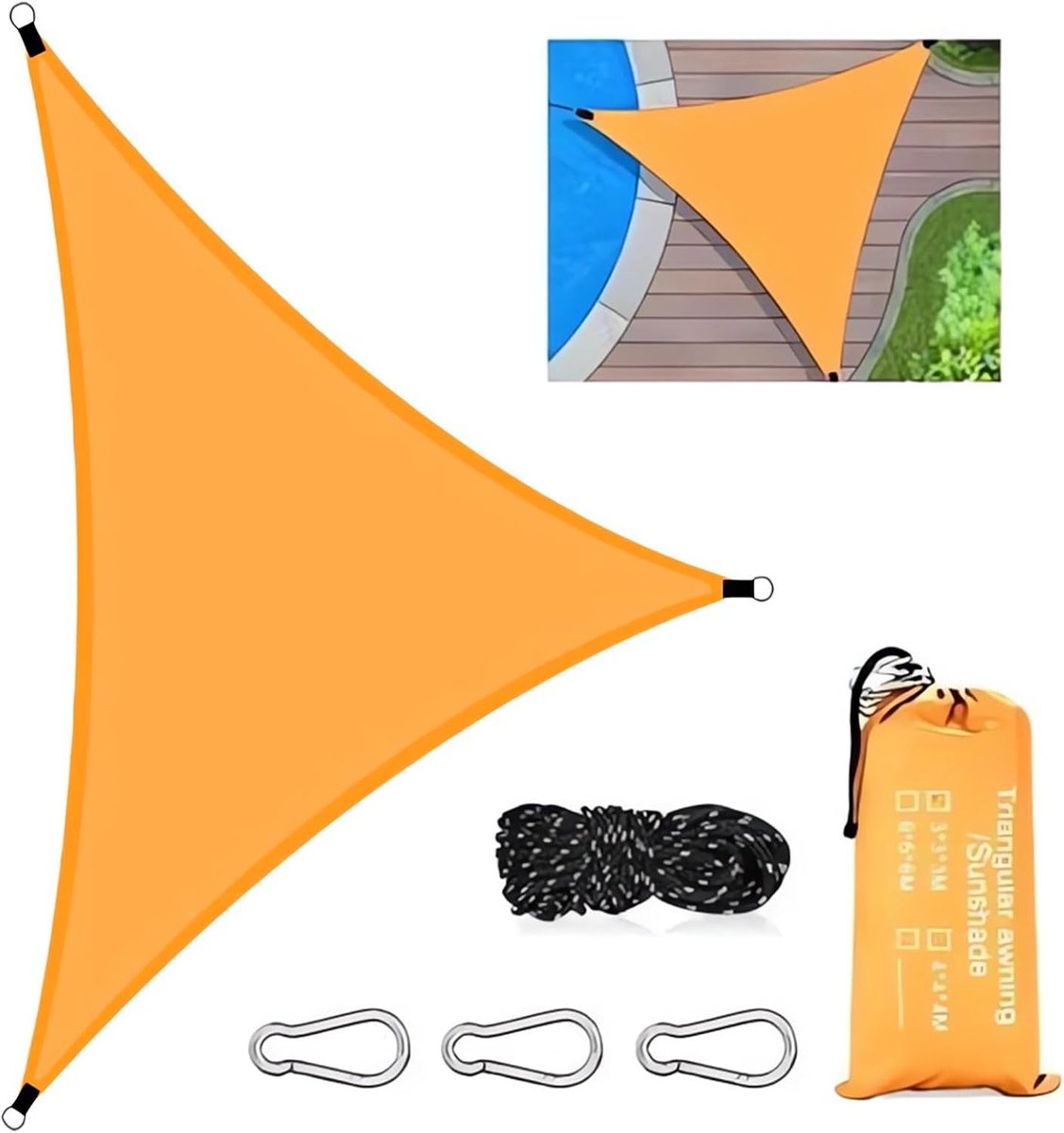 Zonnezeil driehoekig 3x3 meter - waterdicht - 95% UV-bescherming - ideaal voor balkon - ShopVlot