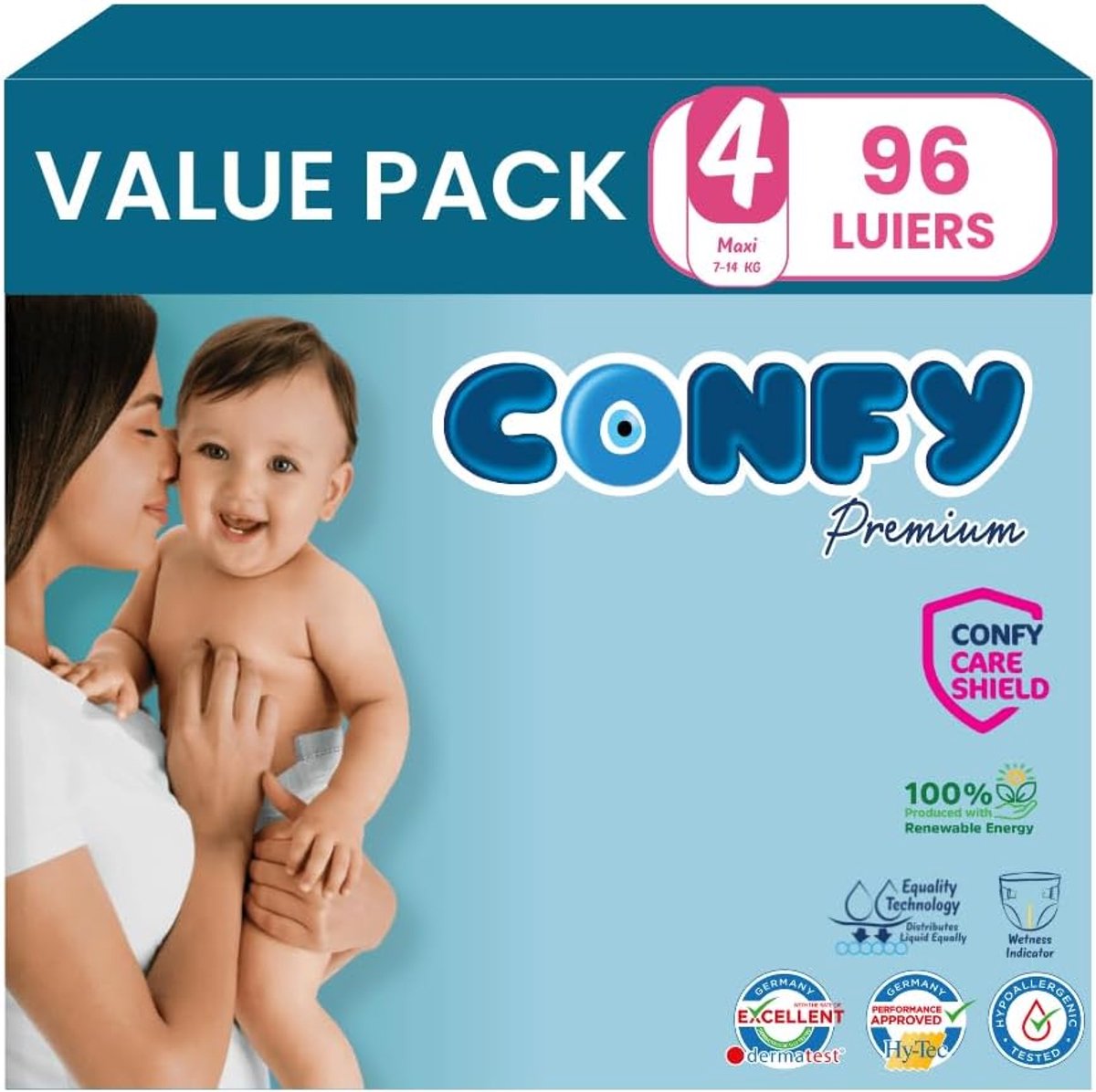 Baby luiers maat 4 (7kg-14kg) - Value pack - 96 stuks - Superabsorberend - Tot 12 uur droog - ShopVlot