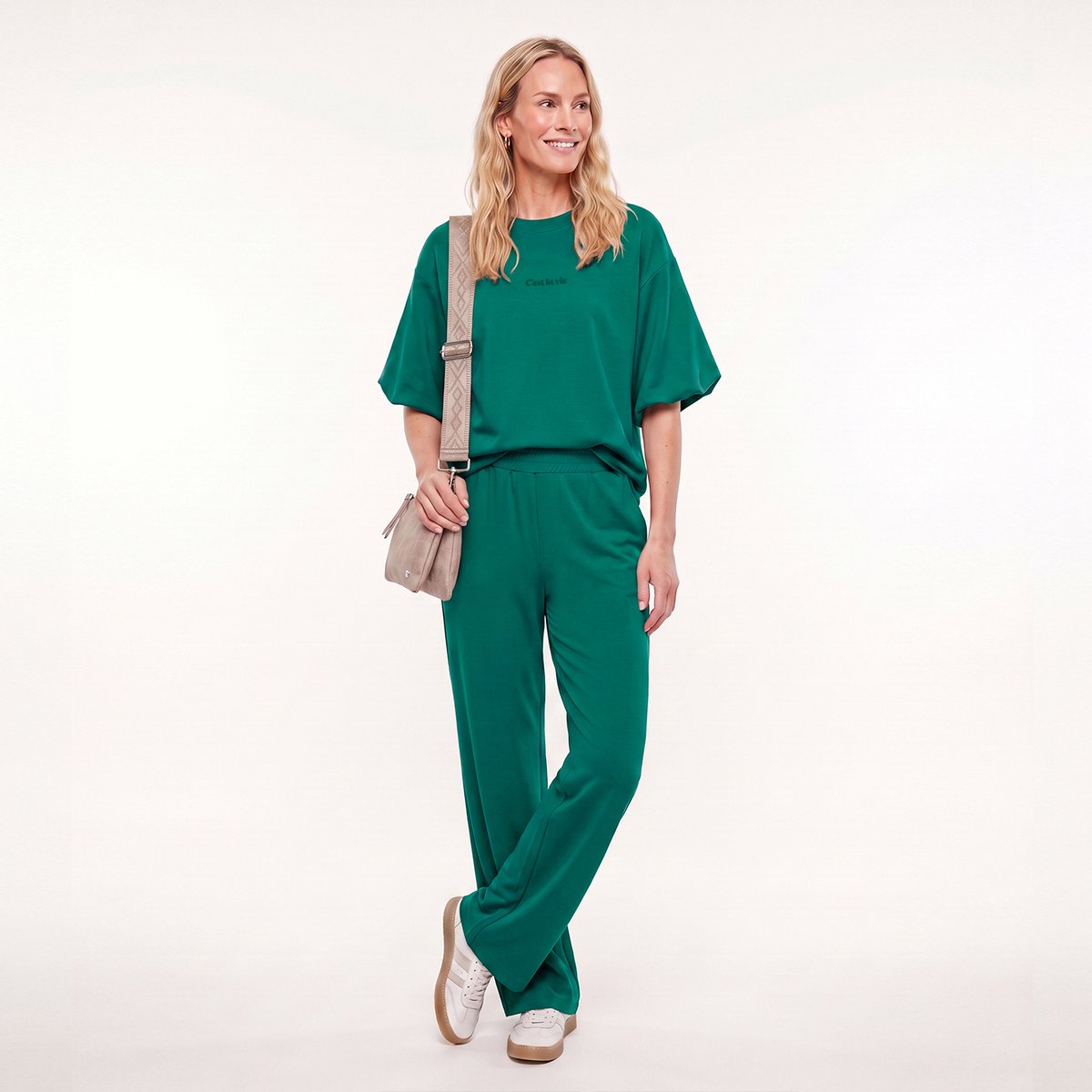 Je m'appelle Dames Top Met stretch - Blauw - Maat M