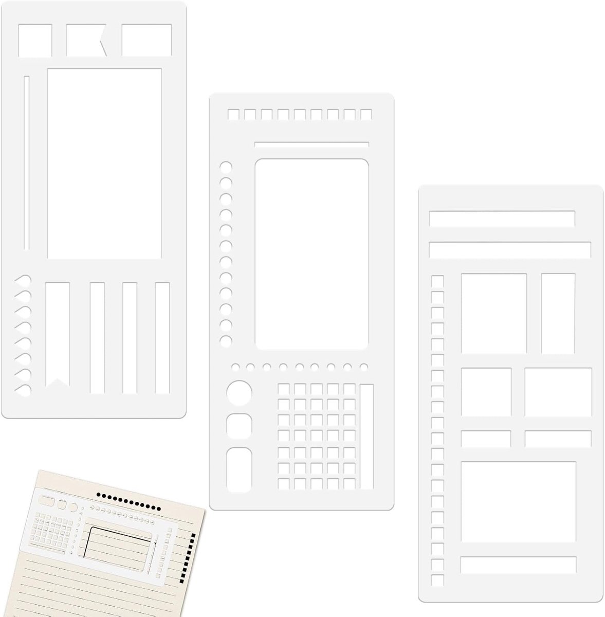 Plannersjablonen Set - Transparant - 3 Stuks - Herbruikbare Stencils voor Dagboeken - Voor Creatieve Planners
