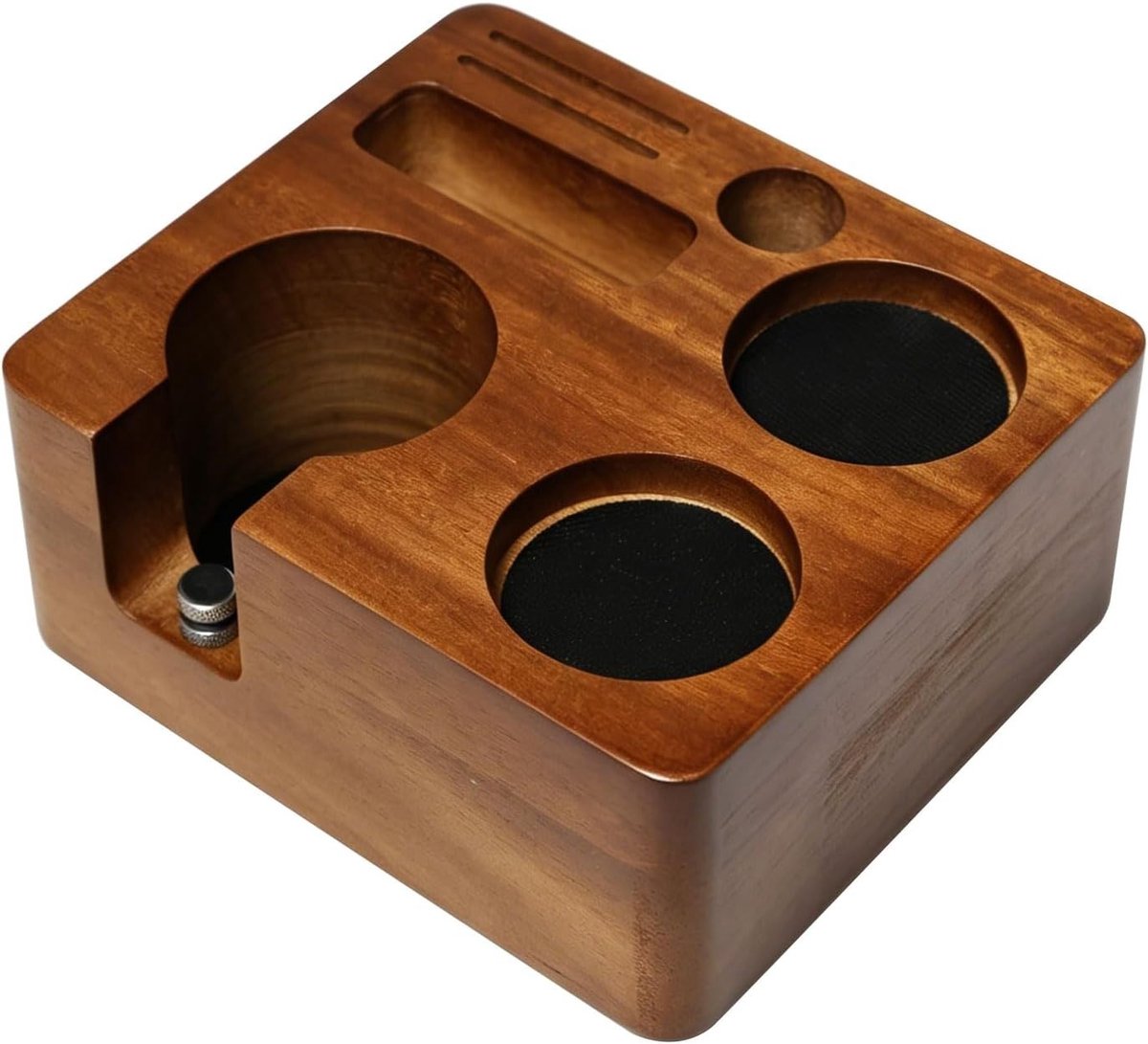 Koffie verdeler - Houtkleur - 17 x 15 x 7 cm - Acaciahouten tamperstation voor barista's