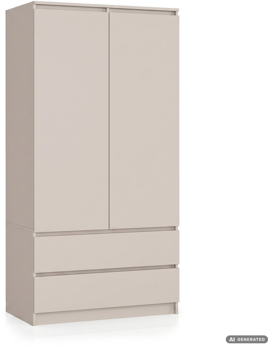 Kleidingkast S90 met 2 Deuren en 2 Lades / AKORD Furniture Factory / Kasjmier / 90 x 180 x 51 cm
