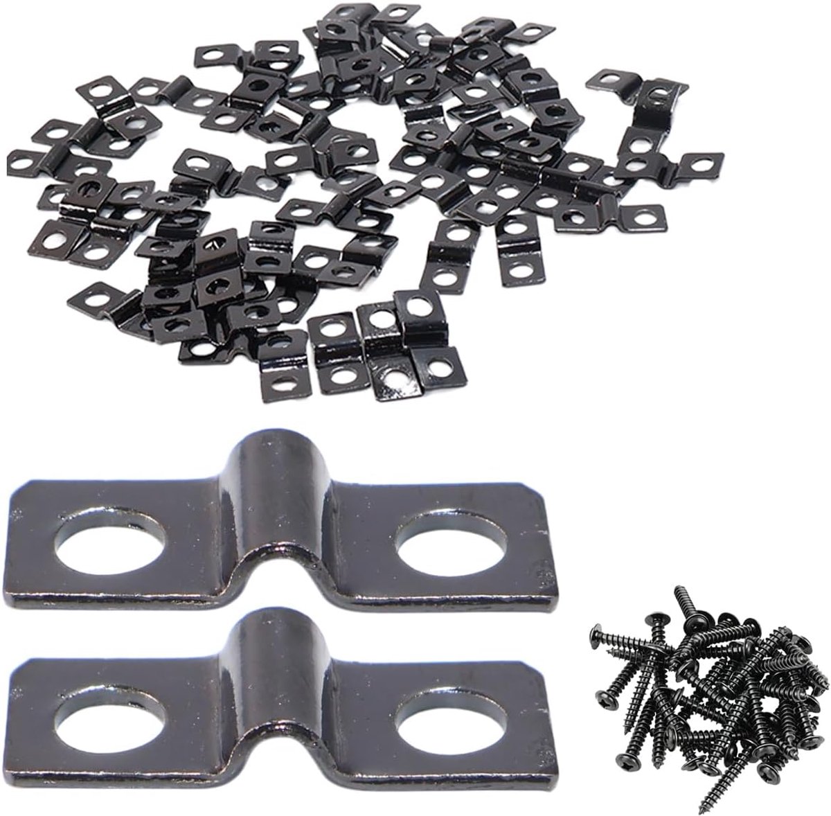 U-beugel pijpklem 60 stuks - dubbel gat - zwart - voor 3 mm kabels - ShopVlot