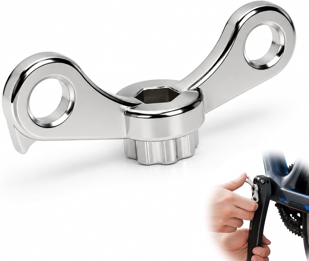 Fiets Cranktrekker voor Shimano HollowTech II - Chroom Crankverwijderaar met Haken - ShopVlot