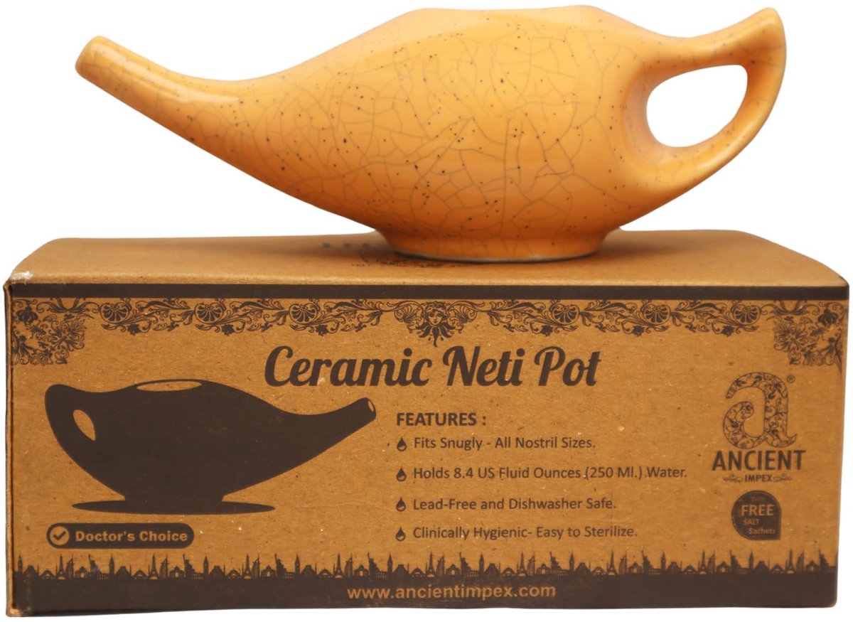 Neti Pot voor neuszorg - keramisch - crackle patroon - natuurlijke sinusbehandeling - ShopVlot