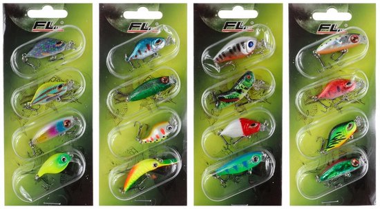 Set 4x Wobblers voor Baars, Snoek, Roofblei - Mix Kleuren & Maten — afbeelding 2
