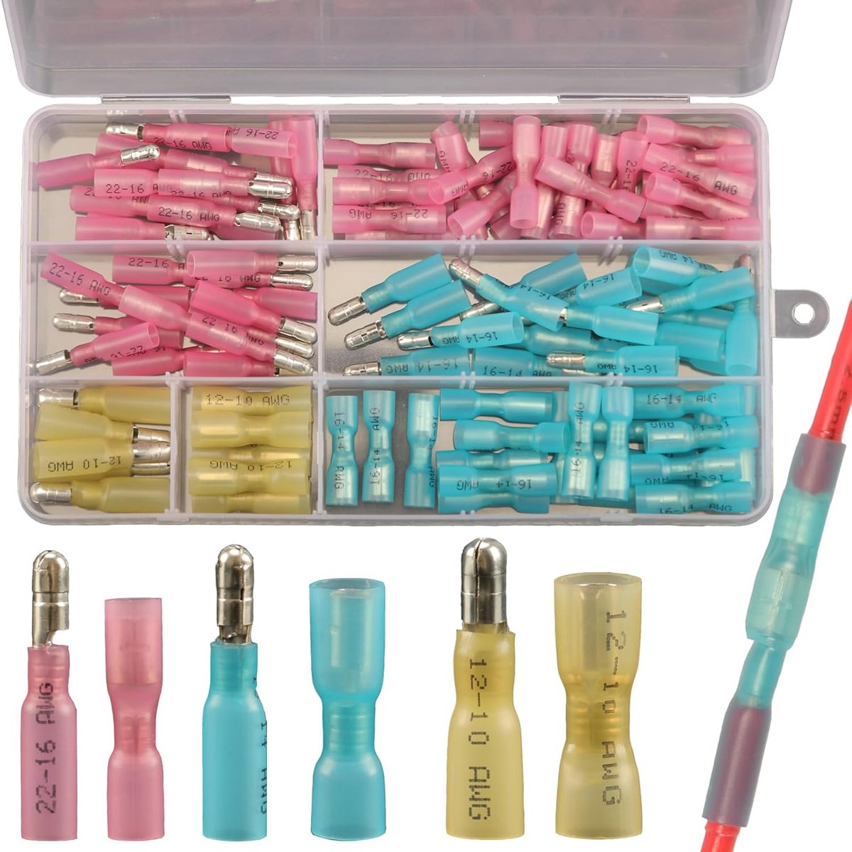 110pcs hittekrimp bullet draadconnectoren - waterdichte balterminals - snelle verbinding, marinekwaliteit - ShopVlot