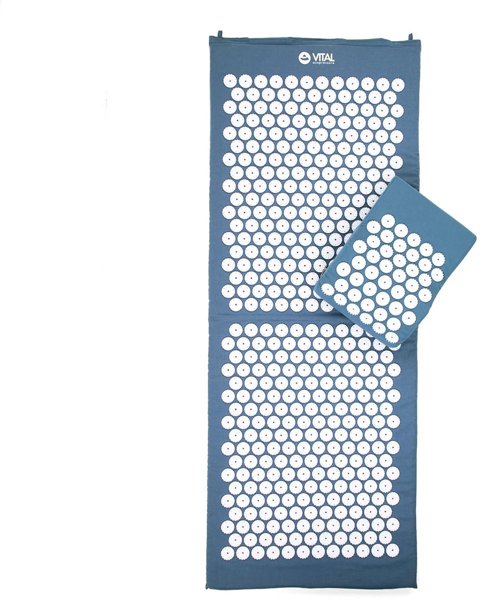 Famanu – XL set acupressuurmatten met massagemat en kussen, inclusief tas, blauw