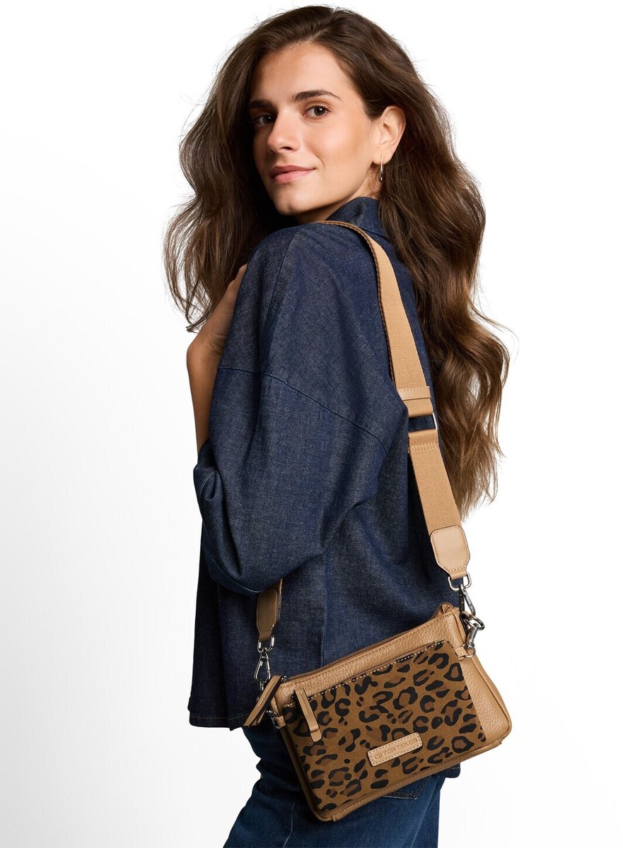 Tom Tailor - TTJAMILA schoudertas met luipaardprint - Maat ONESIZE - leo brown