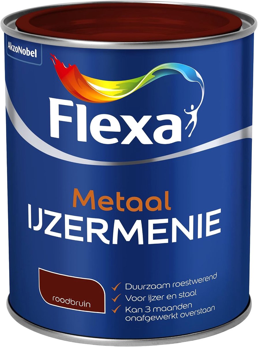 Verf - 0.75 Liter - Roodbruin - Duurzaam en roestwerend - Geschikt voor ijzer en staal - ShopVlot