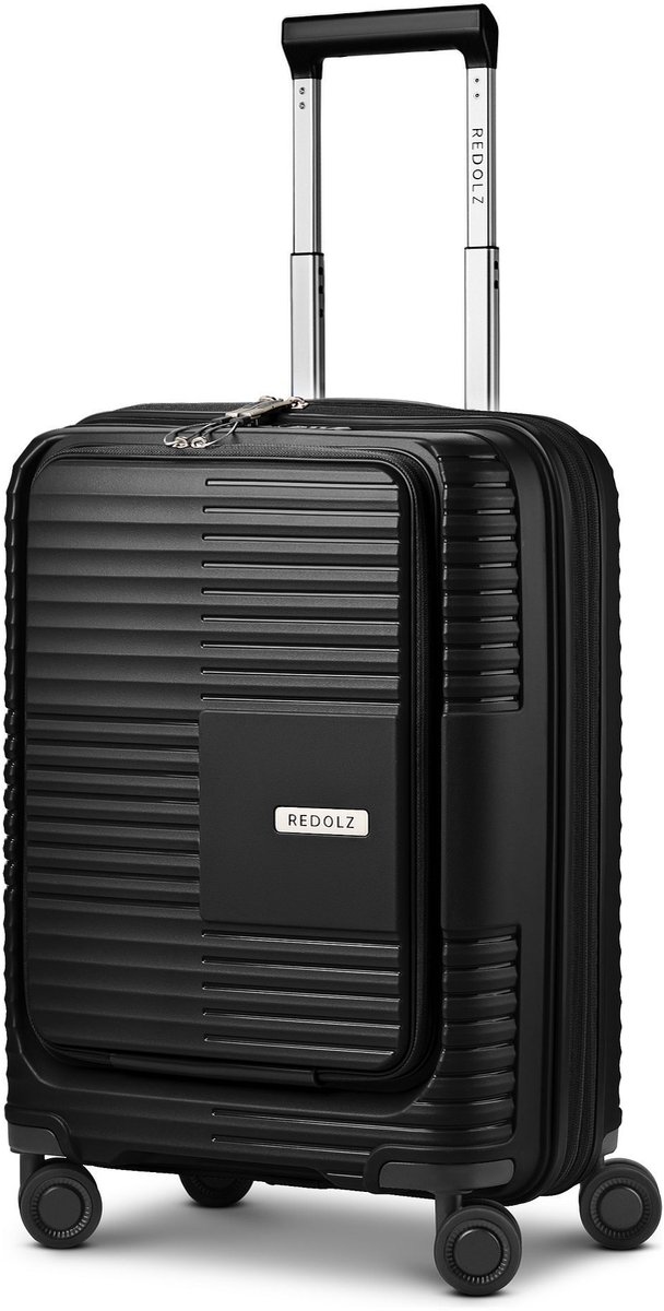 Redolz Essentials 17 2.0 4 wielen Cabinewagen 55 cm Laptopvak met uitbreidingsplooi - Harde bagage - TSA slot - black
