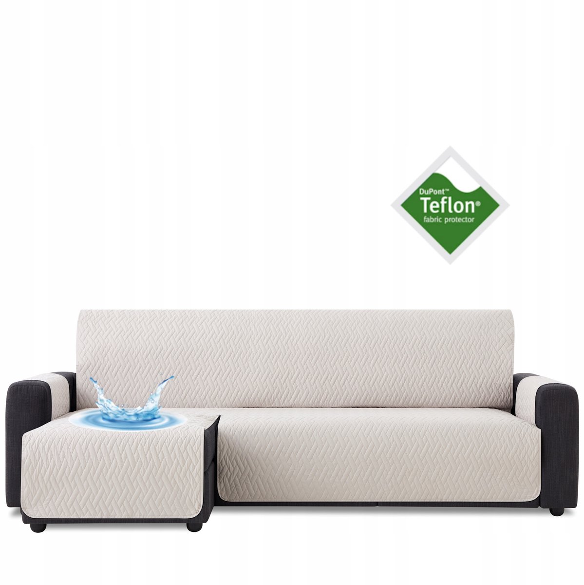 Waterdichte bankhoes hoekbank beschermhoes Teflon crème 240 cm links