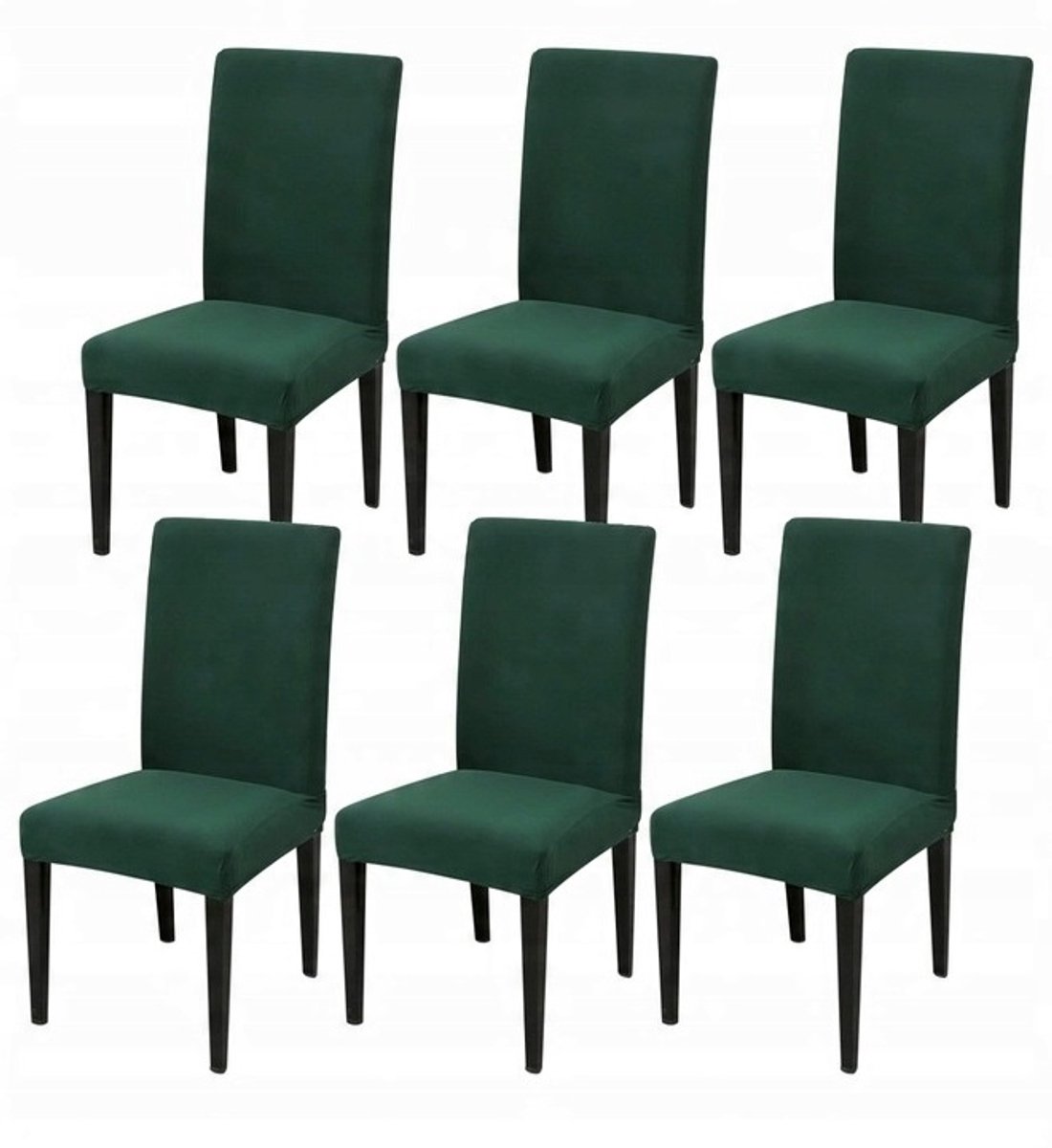 Set van 6 Groene Stoelhoezen - Elastisch & Universeel
