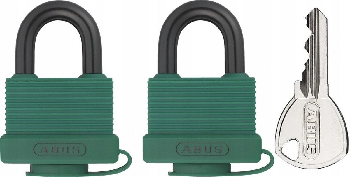 ABUS 2 Kettingsloten 70AL/45 Eén Sleutel Systeem 4 Sleutels Groen