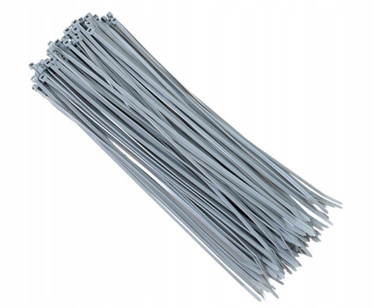 Zilveren nylon kabelbinders 300x3,6mm - 100 stuks