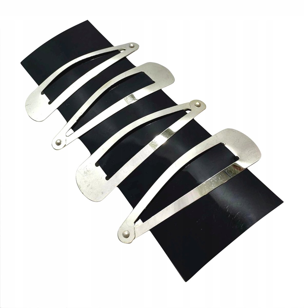 Set van 4 Grote Zilverkleurige Haarclips - Klassiek en Glanzend