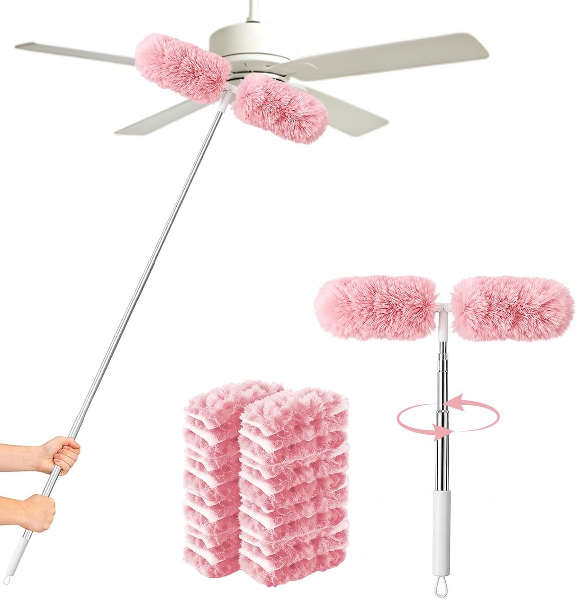 Plumeau telescoop 210 cm - telescopische handgreep - 25 navulverpakkingen - snel en moeiteloos afstoffen - ShopVlot