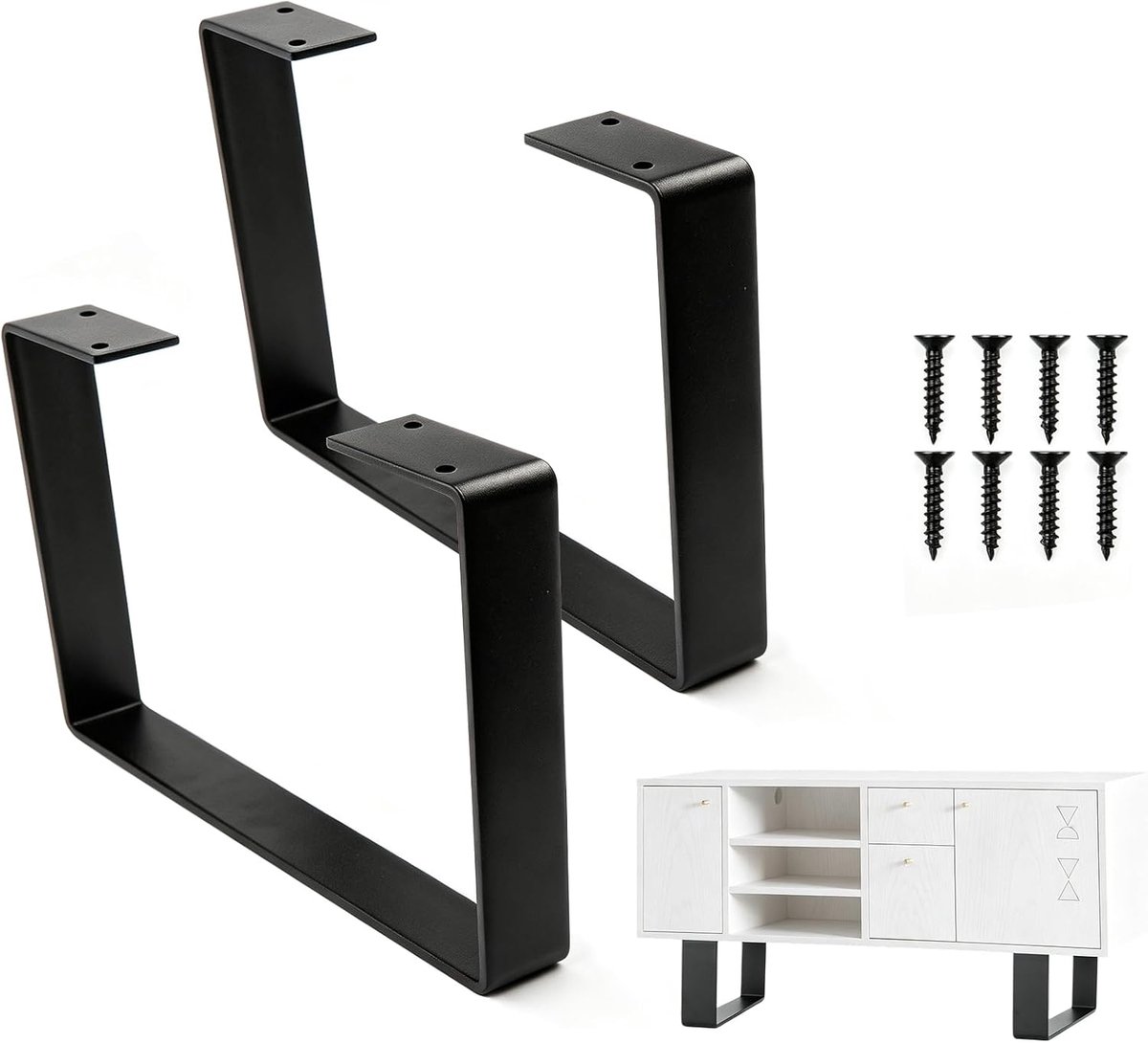 Tafelpoten 31 cm - zwart metaal - meubelpoten - eenvoudige montage en stabiele ondersteuning - ShopVlot