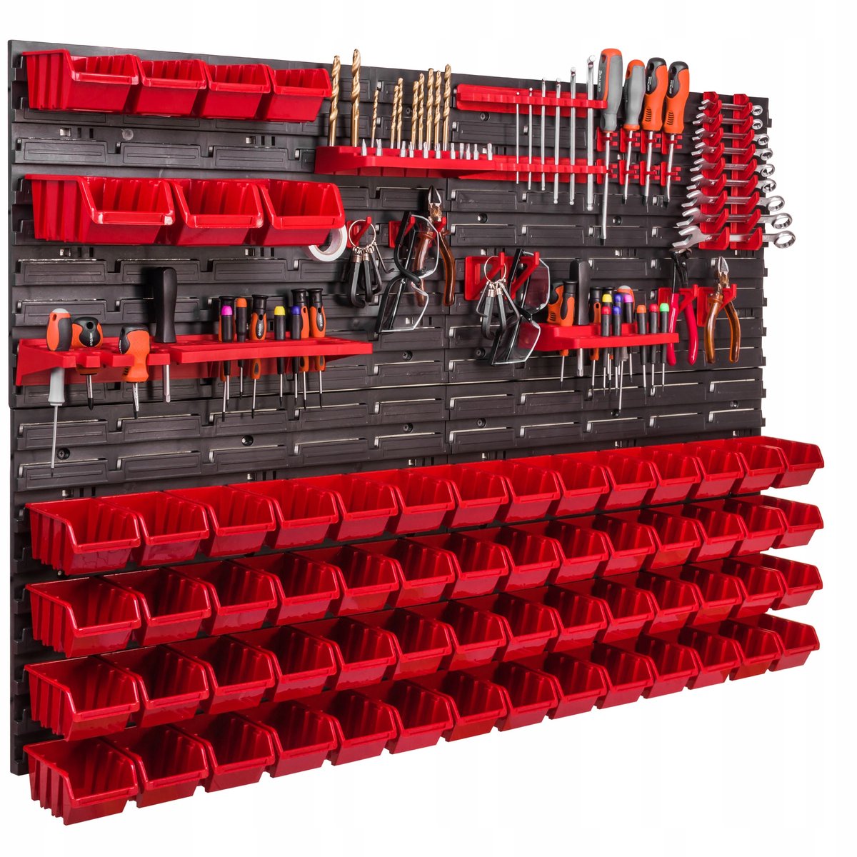 Gereedschapswand 115x78cm met 63 Bakjes en Ophangsystemen