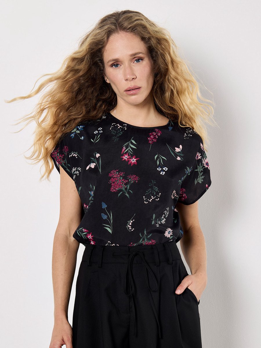 Geweven T-shirt met botanische bloemenprint