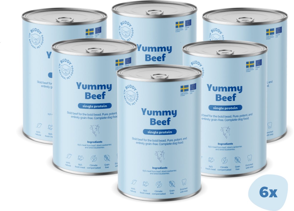 BUDDY BUDDY natvoeding Yummy Beef 400 gr. - per 6 stuks