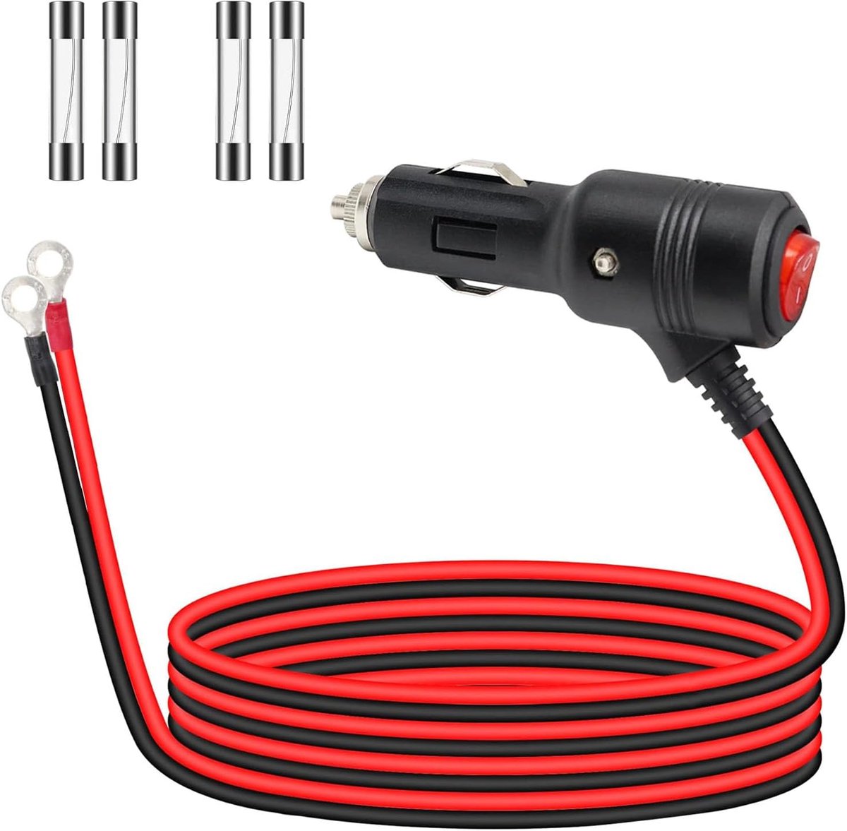 Sigarettenaansteker kabel 1m - 16AWG - met ON/OFF schakelaar - geschikt voor 12V/24V voertuigen - ShopVlot
