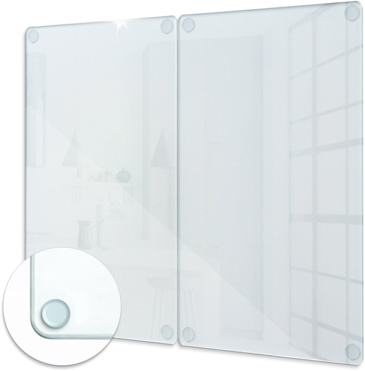 ArtPrintCave – Glazen Snijplanken – 2x30x52 cm – Transparant – Gehard Glas – Keukenplanken met siliconen voetjes