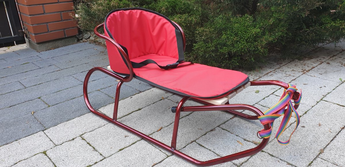 Stevige Metalen Kinderen Slee met Dikke Matras en Rugleuning