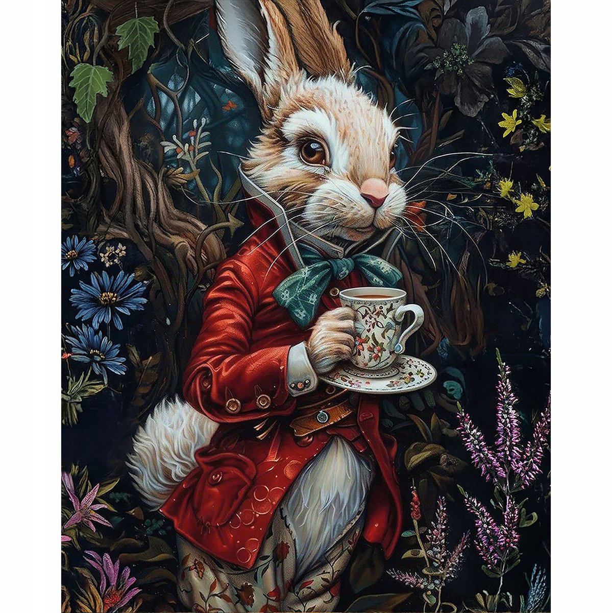 Diamond Painting 40x50cm - Konijn in Wonderland - Inclusief Frame