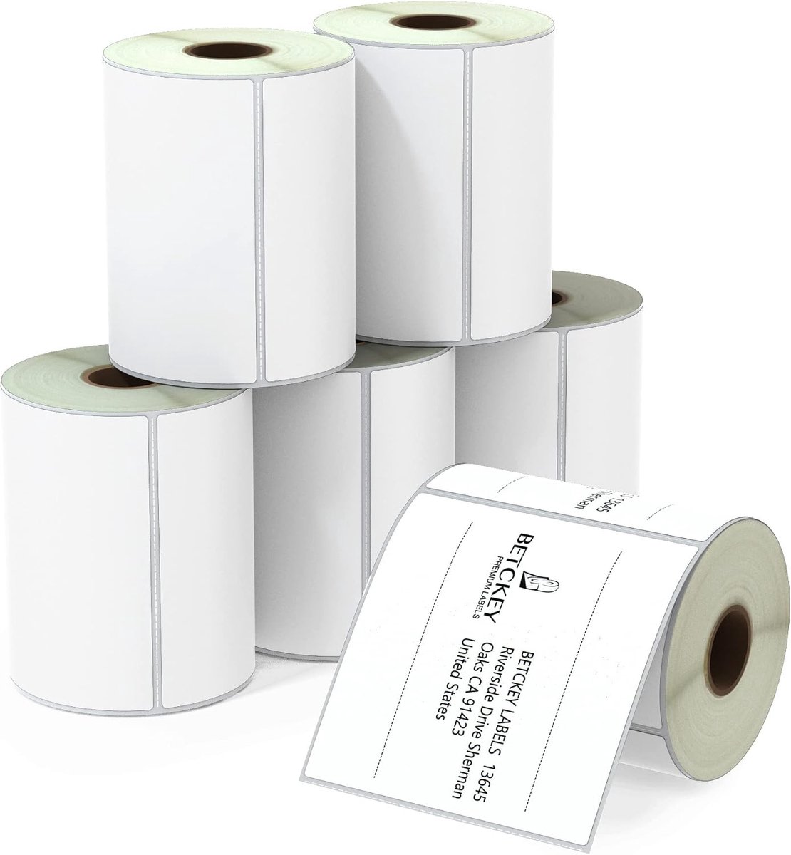 BETCKEY - 102mm x 102mm (4in x 4in) shipping and large square thermal labels, 350 perforated labels per roll - ShopVlot
