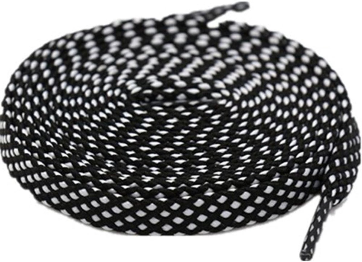 Two-tone flat laces, sports shoes, laces, shoe band for children and adults, width 0.8 cm (140 cm, black and white) - ShopVlot