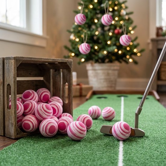 Wit roze golf oefen ballen set van 16 voor heren en dames – 42 mm schuim golfballen – zachte golf trainings ballen voor binnen en buiten – golf trainings materiaal — afbeelding 2