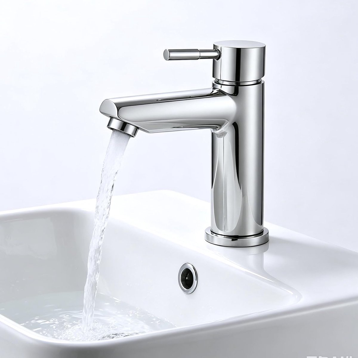 Stainless Steel Cold Water Tap, Cold Water Tap with 80cm Connection Hose, Bathroom Basin Fittings Guest Toilet Single - ShopVlot