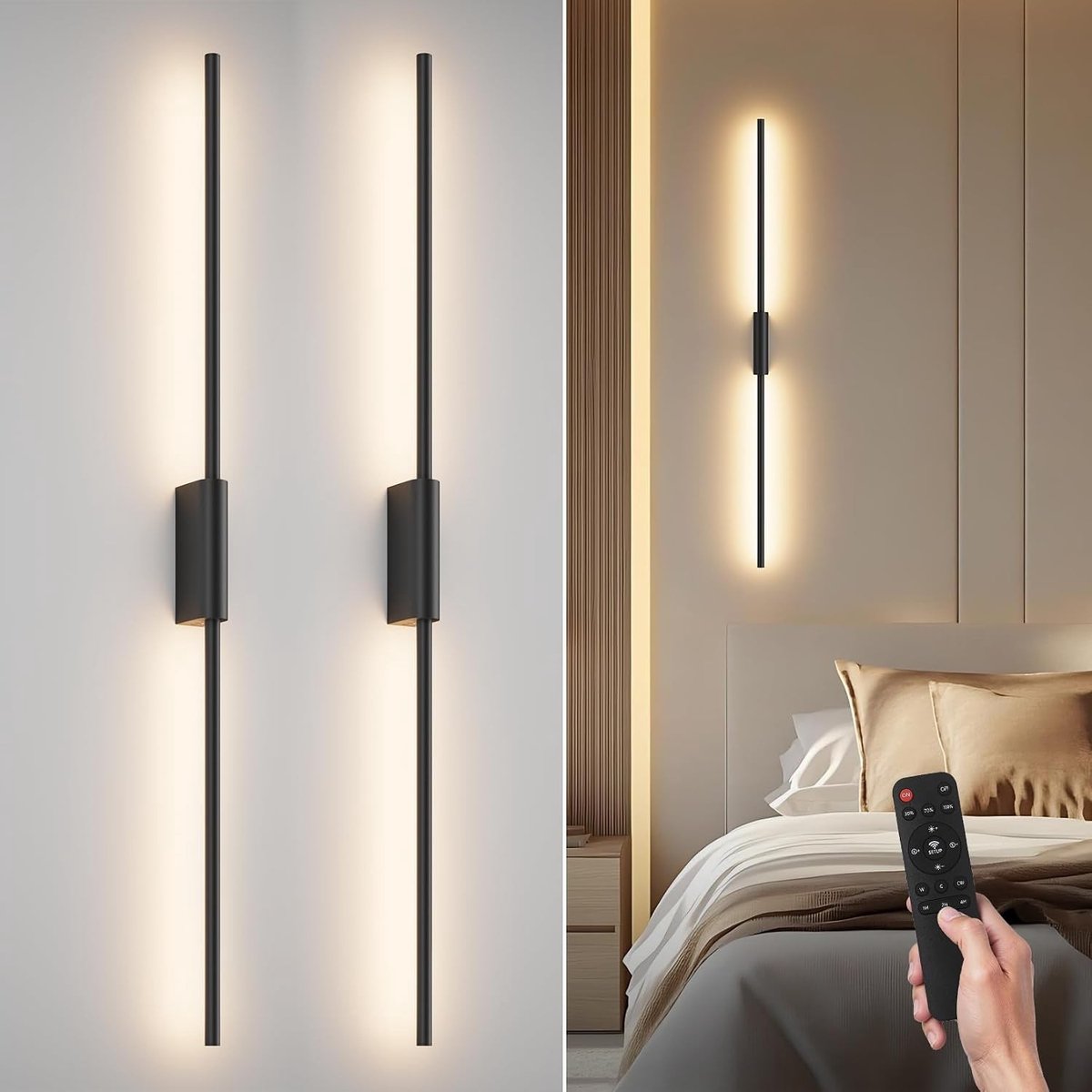 Schilderijlampje draadloos - Zwart - 100 cm - Oplaadbare LED Wandlamp met Dimbare Verlichting - Voor Binnengebruik