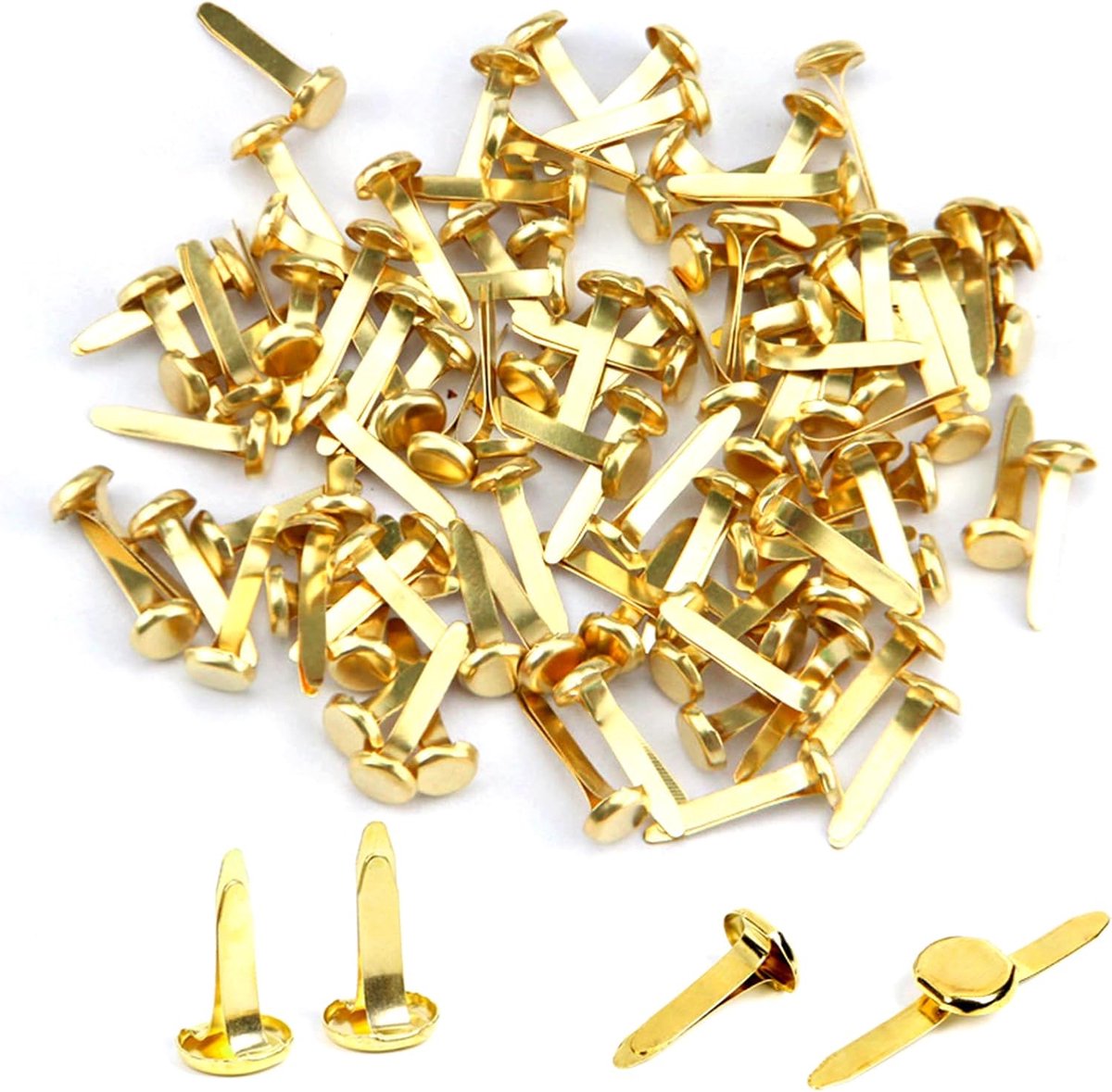 JDXun Pack of 100 Mini Brads (8 x 16 mm) Pattern Clips Metal Round Head Clips Lock Clips Pattern Bag Clamps - ShopVlot