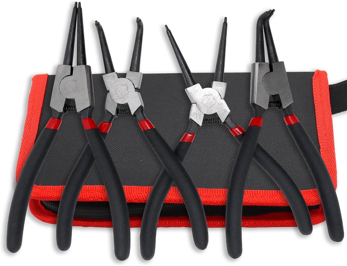 Circlip Tang Set - Zwart - 170 mm - Ergonomische Handgreep van Hoogwaardig Staal - Voor Monteurs en Doe-Het-Zelvers