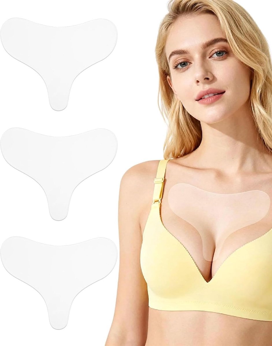 3 stuks Silicone anti-vouwen pads voor borst en dekolleté herbruikbare borstpleister tegen vouwen in de slaap zachte - ShopVlot
