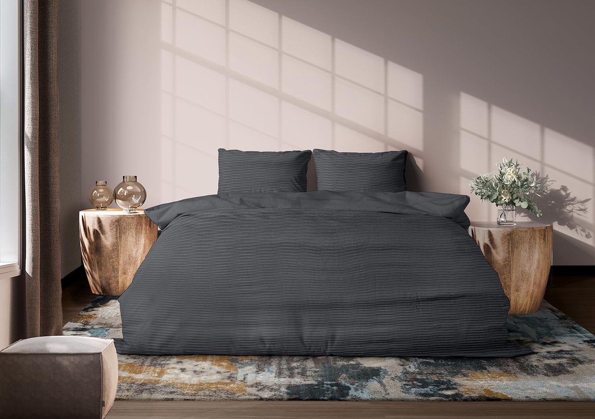 Duvet cover Micropercal Serenity Flow - dark grey 240x200/220 cm - ShopVlot