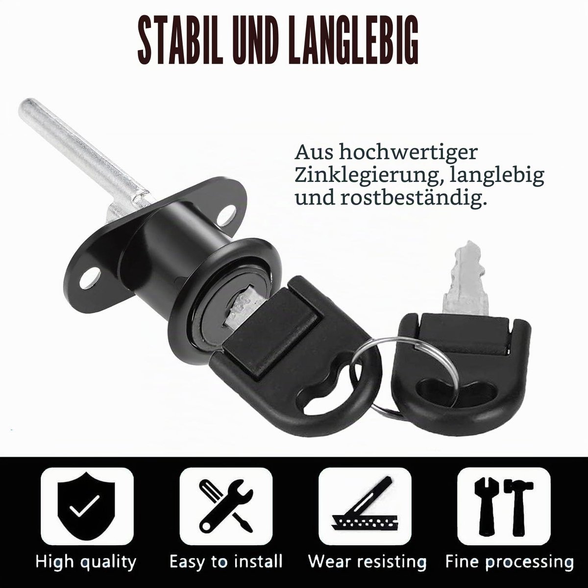 2 Stuks Schublad slot met sleutel, cilinderslot voor meubels en kasten